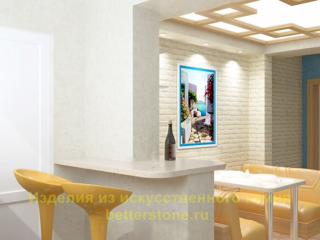 Барная стойка из белого искусственного камня