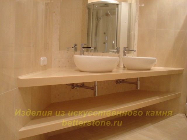 Столешница в ванную из искусственного камня